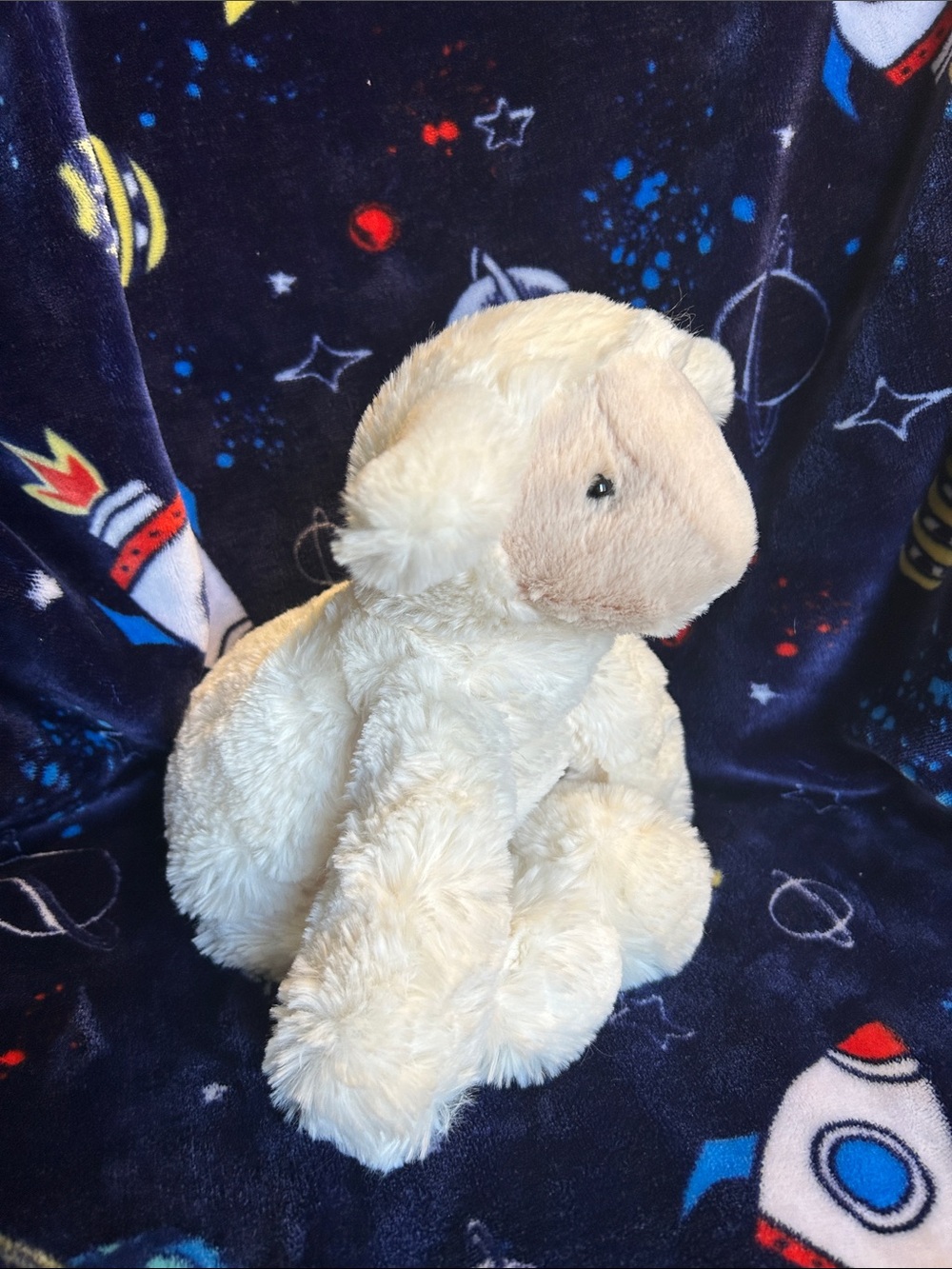 Retired/Rare Cream Plush Lamb Pet Toy - Soft Stuffed Animal